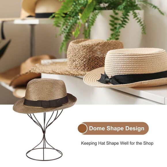 2pcs Metal Hat Display Stand Tabletop Hat Wig Rack Modern Closet Holder Bronze - Picture 4 of 6